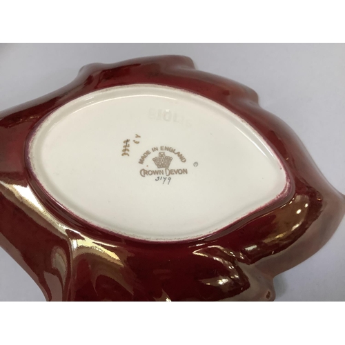 53 - Four items of Crown Devon Fielding's Rouge Royal including vase with ribbed sides, 15.5cm high, a le... 
