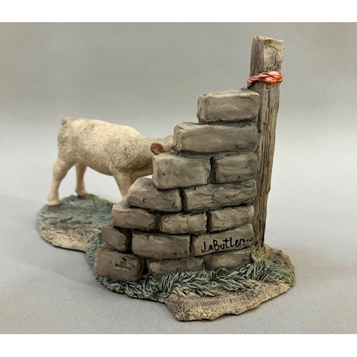 18 - A Border Fine Arts model 'Feeding Time' with calf by J A Butler, 14cm long, together with a Sherratt... 