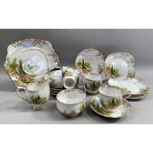 55 - A Royal Albert Kentish Rockery tea service comprising six cups, six saucers, six tea plates, bread a... 
