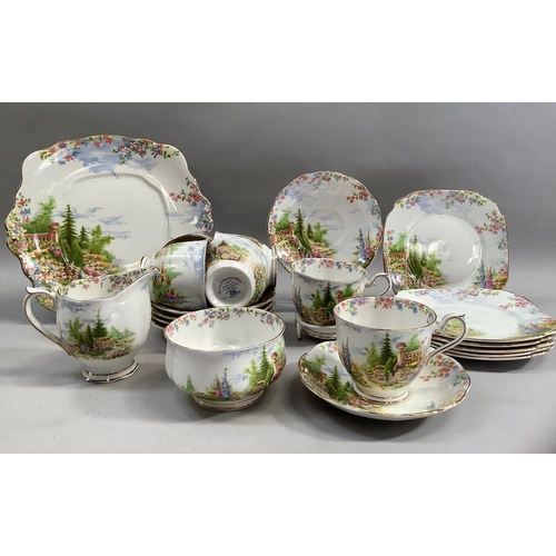 55 - A Royal Albert Kentish Rockery tea service comprising six cups, six saucers, six tea plates, bread a... 