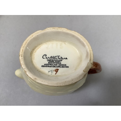 84 - Six items of leaf and flower moulded Carlton ware in yellow and green comprising pedestal dish, trin... 