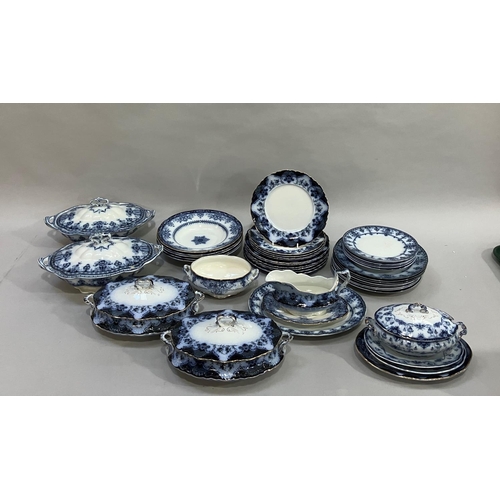 72 - A quantity of blue and white dinner ware by Alfred Meakin of Regent and Countess designs including f... 