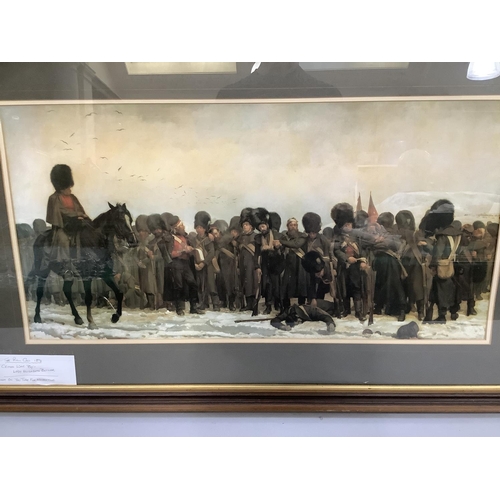 18 - The Roll Call, colour print after Lady Elizabeth Butler, a scene from The Crimea War, 38cm x 76cm, o... 