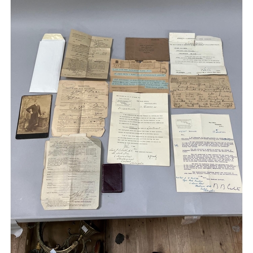 122 - A collection of ephemera relating to the late Lieutenant James Scott Smith, including a telegraph fr... 