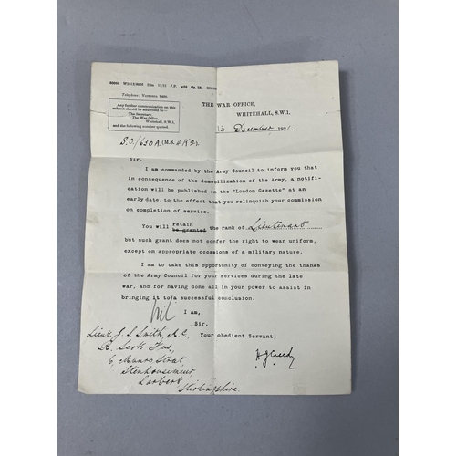 122 - A collection of ephemera relating to the late Lieutenant James Scott Smith, including a telegraph fr... 