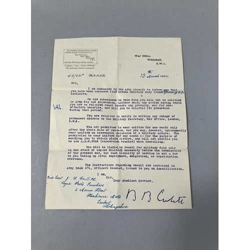 122 - A collection of ephemera relating to the late Lieutenant James Scott Smith, including a telegraph fr... 