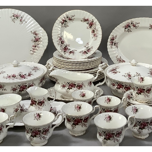 14 - An extensive Royal Albert Lavender Rose dinner tea and coffee service comprising seven dinner plates... 