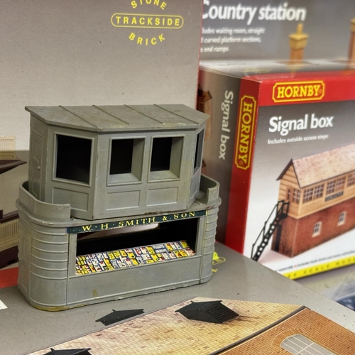 53 - A collection of Hornby trackside buildings, including R8009 Ashford Station Terminus, R8006 Diesel M... 