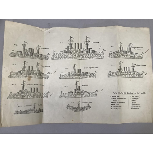 9 - Dreadnought Shipbuilding Blocks, MC & Co Ltd London, with one crust wooden blocks, flags and diagram... 