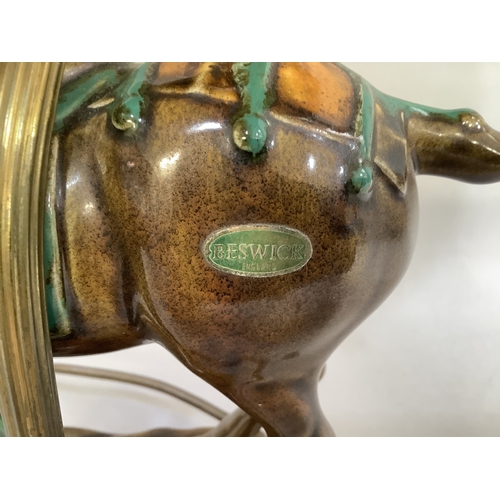 A Beswick Tang style horse table lamp, 38cm high to fitting, with ...