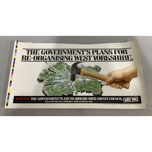 207B - Advertising Art Work:
Three colour printed posters issued in Defence of Local Democracy by the West ... 