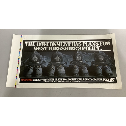 207B - Advertising Art Work:
Three colour printed posters issued in Defence of Local Democracy by the West ... 