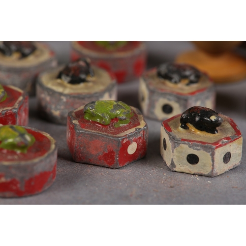 43 - A VICTORIAN PARLOUR GAME 'THE CHINESE IMPERIAL GAME FROGS AND TOADS', including twelve ceramic piece... 
