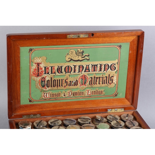 20 - A 19TH CENTURY WINSOR & NEWTON'S ILLUMINATING COLOURS AND MATERIALS MAHOGANY CASE with drawer c1870,... 