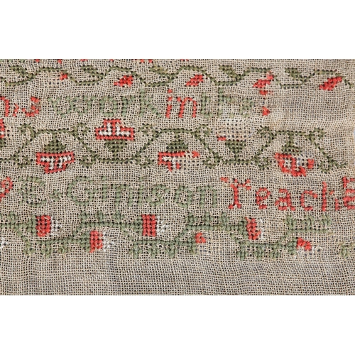 15 - AN EARLY 19TH CENTURY SAMPLER, A Wilkinson ended this Work in the Year XXX AD 1829 E Ginison Teacher... 