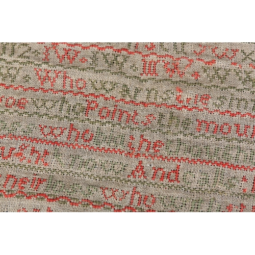 15 - AN EARLY 19TH CENTURY SAMPLER, A Wilkinson ended this Work in the Year XXX AD 1829 E Ginison Teacher... 