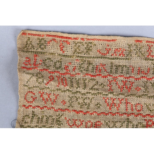15 - AN EARLY 19TH CENTURY SAMPLER, A Wilkinson ended this Work in the Year XXX AD 1829 E Ginison Teacher... 
