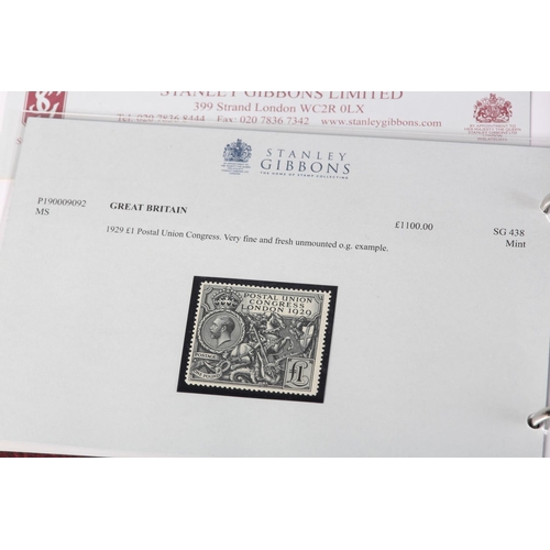 2 - GB 1840-1970 ONWARDS: One GB Stanley Gibbons Ring Binder Album with an important collection mainly M... 