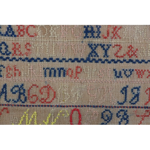 12 - A MID 19TH CENTURY SAMPLER by Elizabeth Woodrup Aged 12 Years March 22 1854, with alphabet and numbe... 