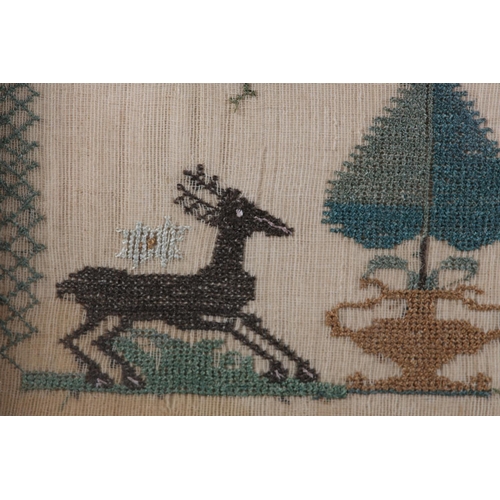 11 - AN EARLY 19TH CENTURY SAMPLER by Elizabeth Woodrup Aged 14 years 1813, worked in coloured silks, wit... 
