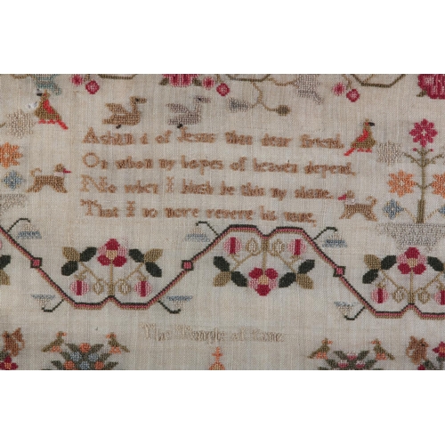 14 - AN EARLY 19TH CENTURY SAMPLER by Eliza Peacock Her Work Aged 13 Years 1836, in coloured silks on lin... 