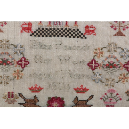 14 - AN EARLY 19TH CENTURY SAMPLER by Eliza Peacock Her Work Aged 13 Years 1836, in coloured silks on lin... 