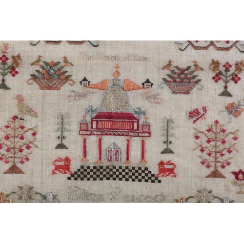 14 - AN EARLY 19TH CENTURY SAMPLER by Eliza Peacock Her Work Aged 13 Years 1836, in coloured silks on lin... 