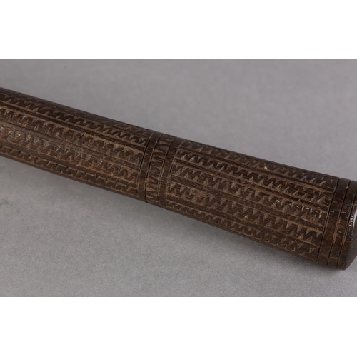 47 - A 19TH CENTURY FIJIAN HARDWOOD THROWING CLUB (ULLA TAVATAVA), hardwood, ribbed and fluted head, the ... 