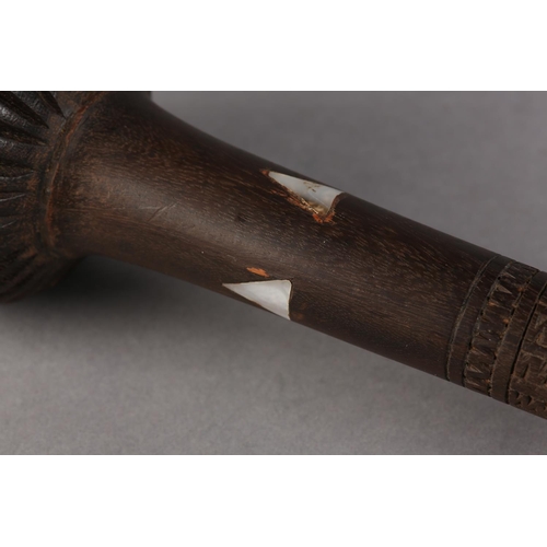 47 - A 19TH CENTURY FIJIAN HARDWOOD THROWING CLUB (ULLA TAVATAVA), hardwood, ribbed and fluted head, the ... 