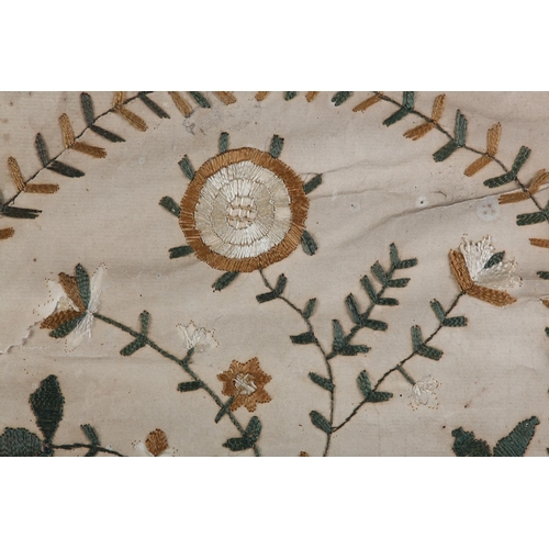 16 - A PAIR OF REGENCY NEEDLEWORK PANELS, signed in ink Jane Whittey 1816, worked on paper in green, ivor... 