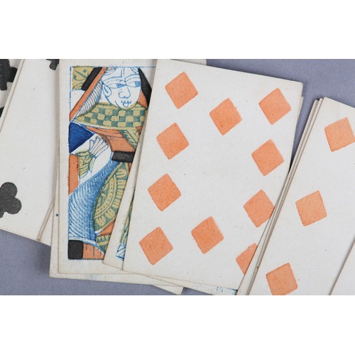 40 - ENGLISH PLAYING CARDS BY THOMAS WHEELER, c1815-20, a complete deck of 52 stencil coloured, wood-cut ... 