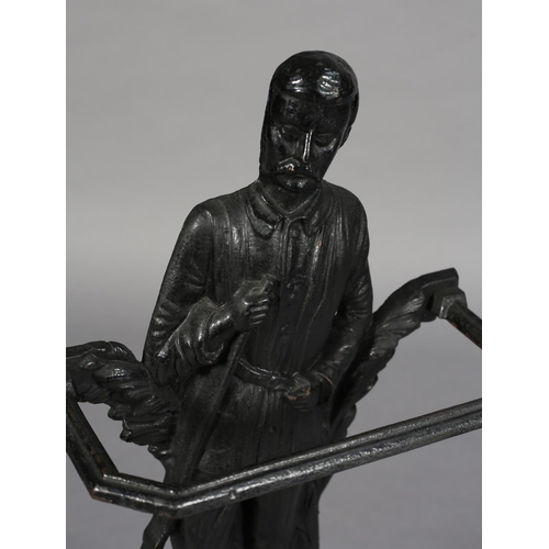 26 - A VICTORIAN CAST IRON STICK STAND, cast as the figure of Stanley, the explorer, modelled standing wi... 