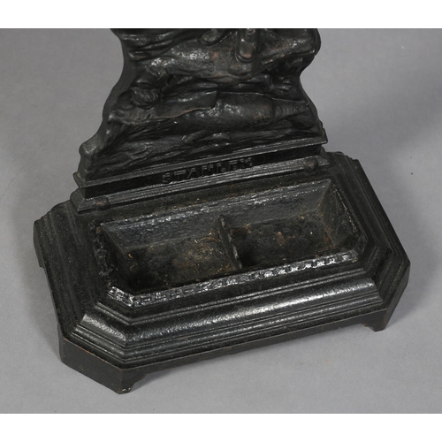 26 - A VICTORIAN CAST IRON STICK STAND, cast as the figure of Stanley, the explorer, modelled standing wi... 
