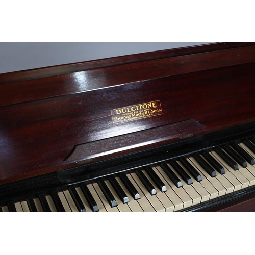 52 - A DULCITONE TRAVELLING KEYBOARD by Thomas Machell & Sons, Glasgow, mahogany cased the back panel fre... 