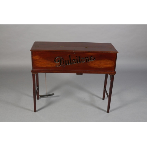 52 - A DULCITONE TRAVELLING KEYBOARD by Thomas Machell & Sons, Glasgow, mahogany cased the back panel fre... 