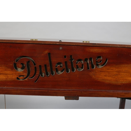 52 - A DULCITONE TRAVELLING KEYBOARD by Thomas Machell & Sons, Glasgow, mahogany cased the back panel fre... 