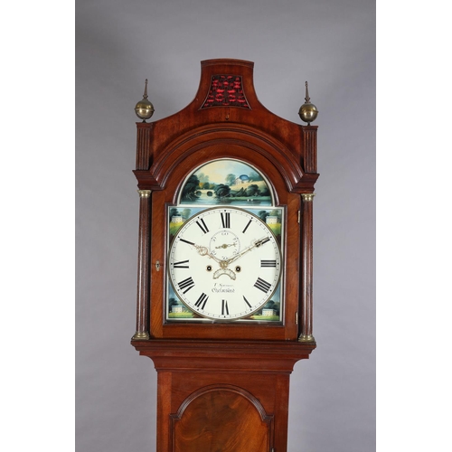 58 - AN EARLY 19TH CENTURY MAHOGANY LONGCASE CLOCK, by T Spencer of Chelmsford, having a 13