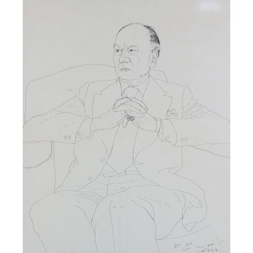 5 - ARR By and after David Hockney (1937-2026), Sir John Gielgud c.1970, print of the original pen and i... 