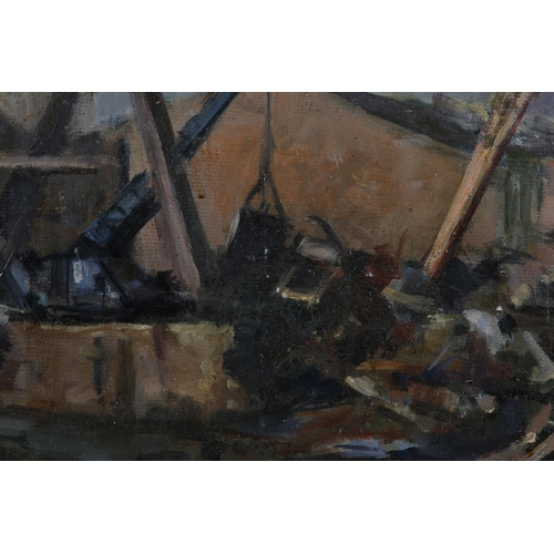 42 - ARR Gordon Radford (1936-2015), The Scrap Yard, oil on board, unsigned, 40.5cm x 50.5cm, unframed, a... 