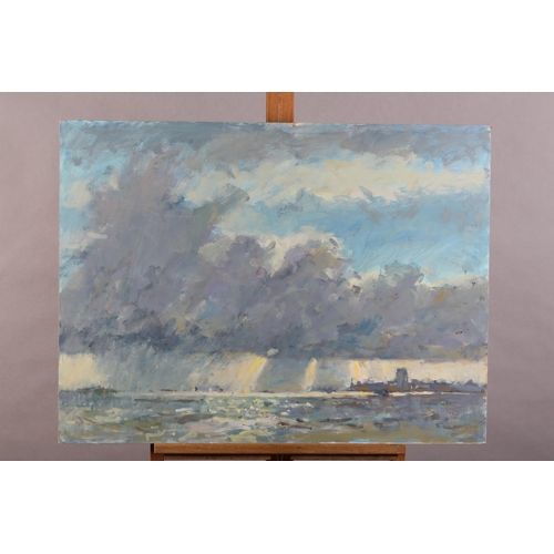 43 - ARR Gordon Radford (1936-2015) Rain Clouds Off the Scarborough Coast, oil on board, unsigned, 61cm x... 