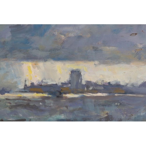 43 - ARR Gordon Radford (1936-2015) Rain Clouds Off the Scarborough Coast, oil on board, unsigned, 61cm x... 