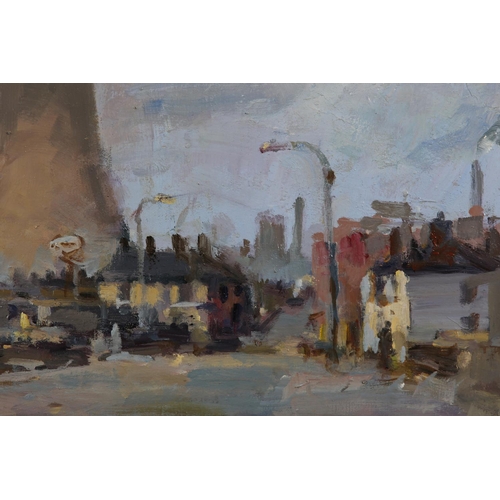 34 - ARR Gordon Radford (1936-2015), Cooling Tower, Stockport, oil on board, signed to lower right, 24.5c... 