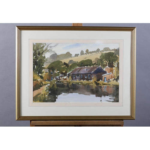 11 - ARR Gordon Radford (1936-2015) Uppermill, Saddleworth, canal side cottages, watercolour, signed to l... 