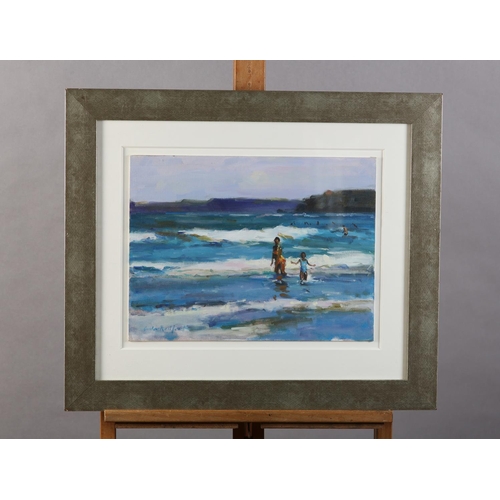 10 - ARR Gordon Radford (1936-2015), Seascape with figures, oil on board, signed to lower right, 30cm x 4... 