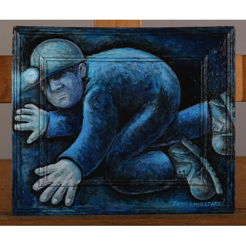 45 - ARR John 'Cluff' Longstaff (b1949) Blue Caver, oil on board and over frame, signed to lower right, 2... 