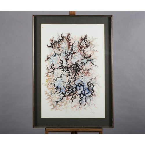 59 - ARR John A Blakey (b1952), organic composition, watercolour, pen and ink, signed and dated (19)74, 7... 