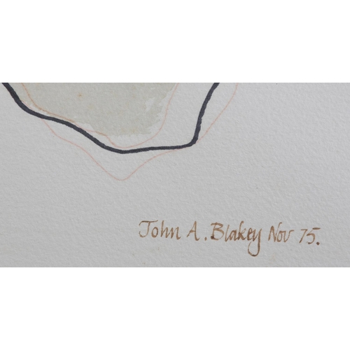 60 - ARR John A Blakey (b1952), Organic composition, watercolour, pen and ink, signed and dated Nov '75, ... 