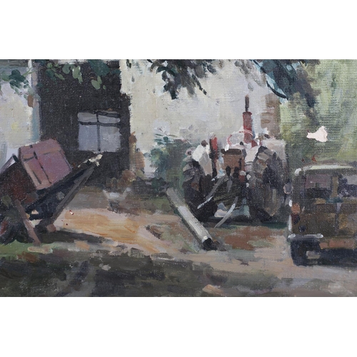 17 - ARR Gordon Radford (1936-2015), Tractor and small van; Inner city yard with vans; two, oil on board,... 