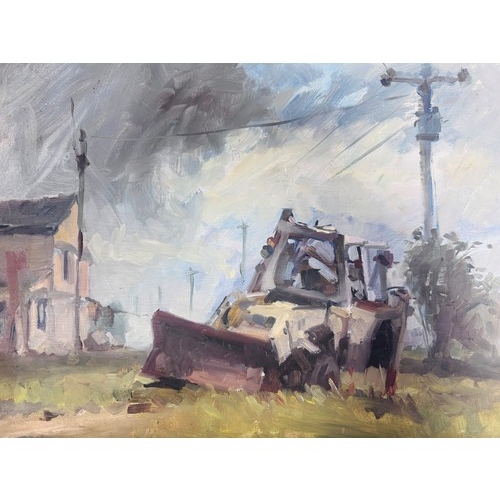 44 - ARR Gordon Radford (1936-2015) The Breakdown Truck; The Bulldozer, two, oil on board, unsigned, 30.5... 