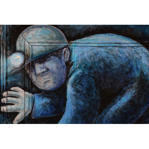 45 - ARR John 'Cluff' Longstaff (b1949) Blue Caver, oil on board and over frame, signed to lower right, 2... 